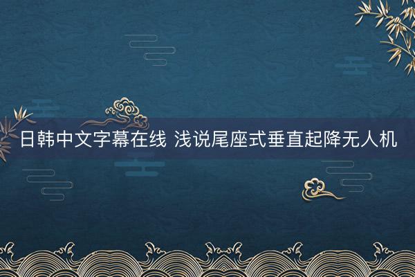 日韩中文字幕在线 浅说尾座式垂直起降无人机