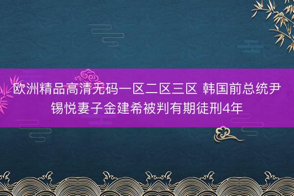 欧洲精品高清无码一区二区三区 韩国前总统尹锡悦妻子金建希被判有期徒刑4年