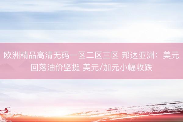 欧洲精品高清无码一区二区三区 邦达亚洲：美元回落油价坚挺 美元/加元小幅收跌