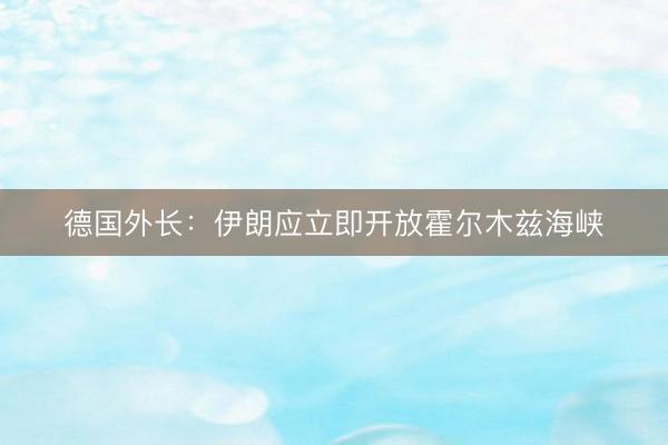 德国外长：伊朗应立即开放霍尔木兹海峡