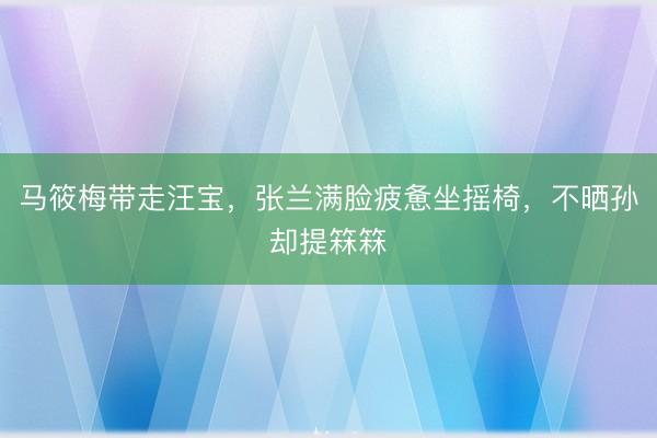 马筱梅带走汪宝，张兰满脸疲惫坐摇椅，不晒孙却提箖箖