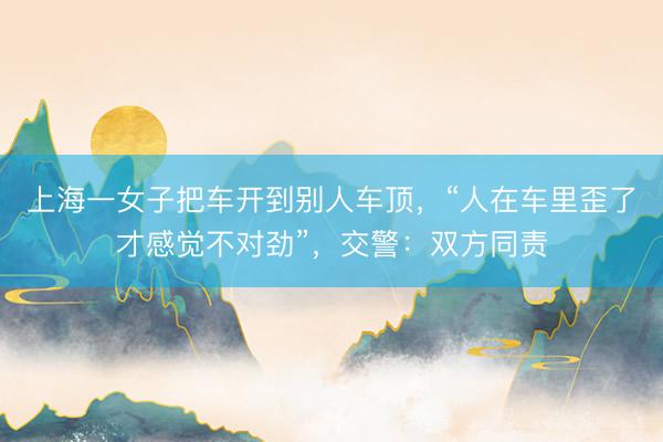 上海一女子把车开到别人车顶，“人在车里歪了才感觉不对劲”，交警：双方同责