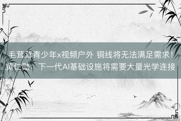 毛茸茸青少年x视频户外 铜线将无法满足需求!黄仁勋:下一代AI基础设施将需要大量光学连接