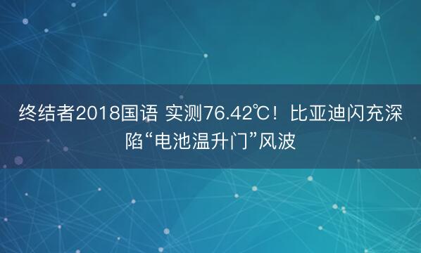 终结者2018国语 实测76.42℃！比亚迪闪充深陷“电池温升门”风波