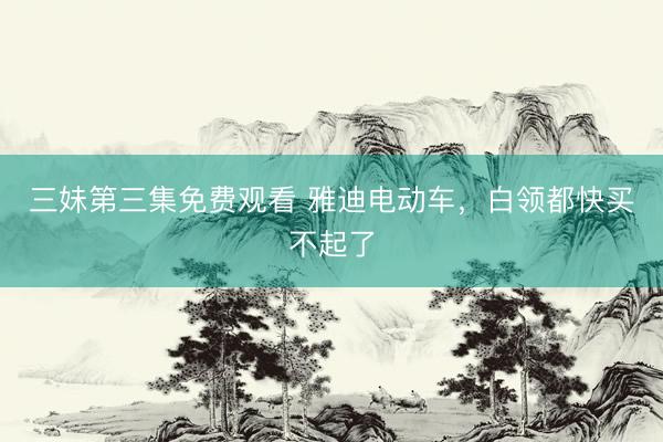 三妹第三集免费观看 雅迪电动车，白领都快买不起了