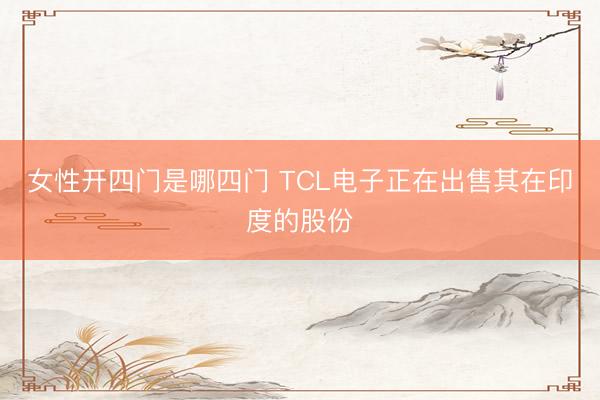 女性开四门是哪四门 TCL电子正在出售其在印度的股份