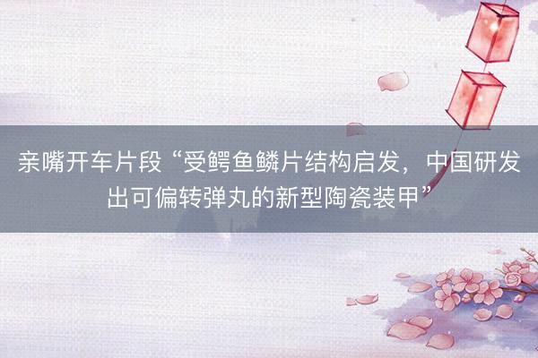 亲嘴开车片段 “受鳄鱼鳞片结构启发,中国研发出可偏转弹丸的新型陶瓷装甲”