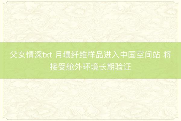 父女情深txt 月壤纤维样品进入中国空间站 将接受舱外环境长期验证