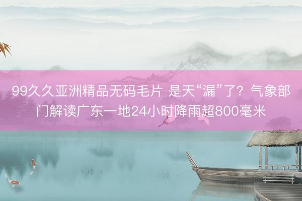 99久久亚洲精品无码毛片 是天“漏”了？气象部门解读广东一地24小时降雨超800毫米