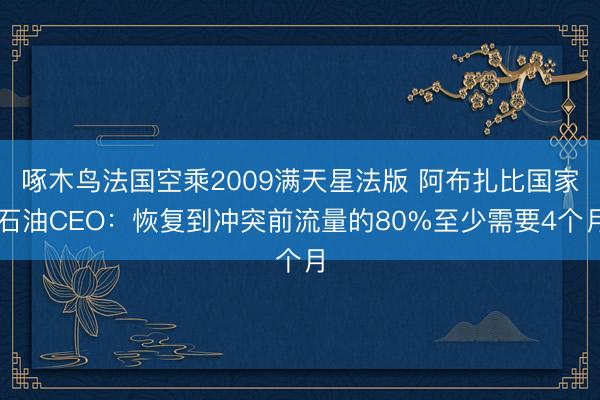 啄木鸟法国空乘2009满天星法版 阿布扎比国家石油CEO：恢复到冲突前流量的80%至少需要4个月