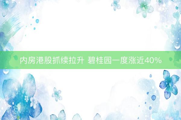 内房港股抓续拉升 碧桂园一度涨近40%