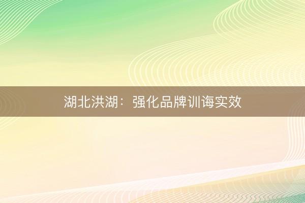 湖北洪湖：强化品牌训诲实效