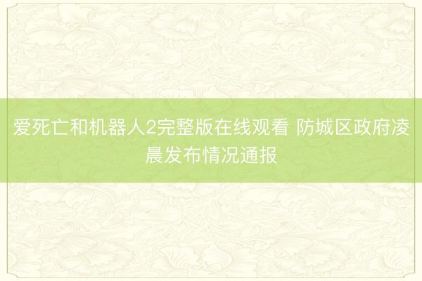 爱死亡和机器人2完整版在线观看 防城区政府凌晨发布情况通报