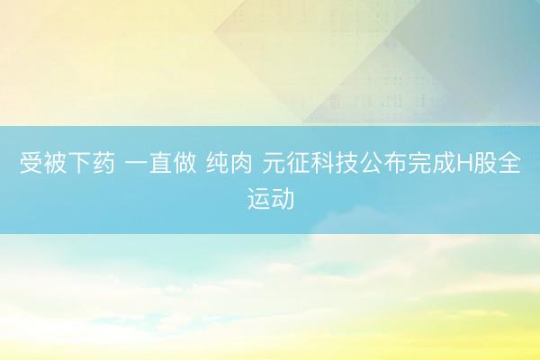 受被下药 一直做 纯肉 元征科技公布完成H股全运动