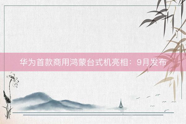 华为首款商用鸿蒙台式机亮相：9月发布