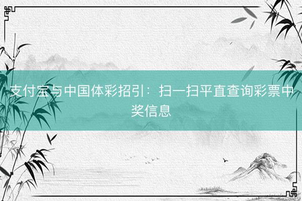 支付宝与中国体彩招引：扫一扫平直查询彩票中奖信息